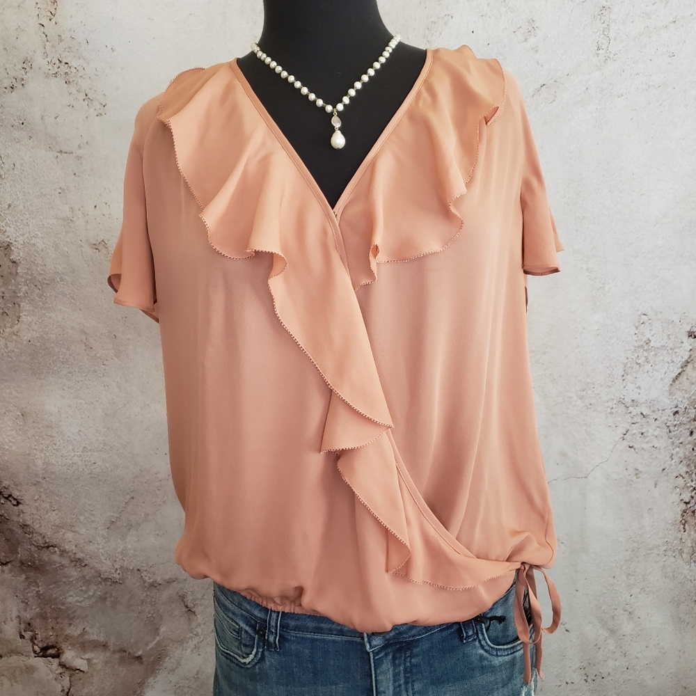 Joie silk ruffle front blouse